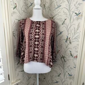 Alya rustic red floral boho blouse size small